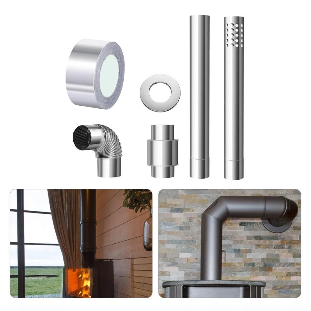 DIY Installation Friendly Stainless Steel Flue Stove Pipe Kit Designed to Prevent Backdrafts and Enhance Functionality