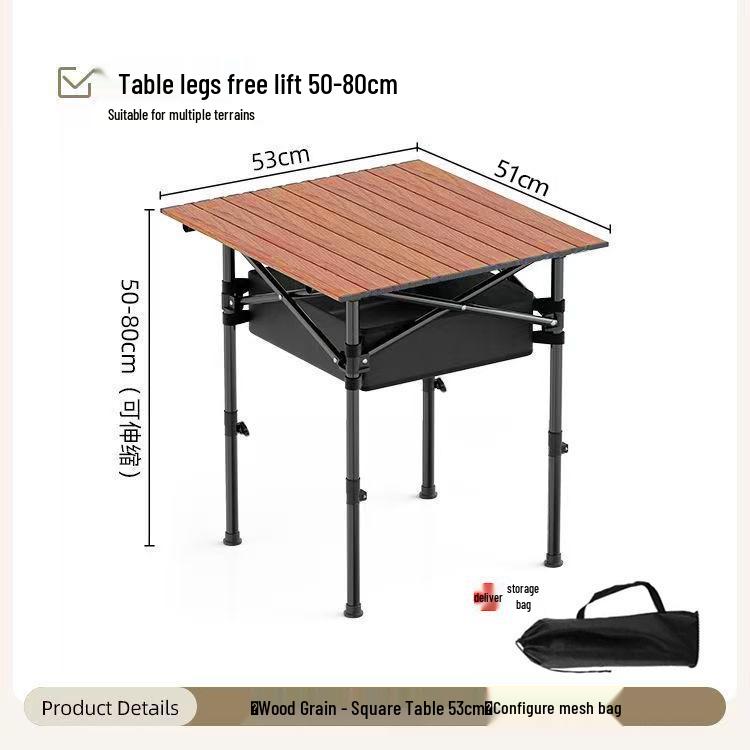 Portable Metal Roll-Up Folding Table for Camping, Picnic, and BBQ