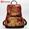 Women's Ethnic Peacock Embroidered Canvas Backpack - Double Shoulder, Large Capacity, Drawstring School Bag