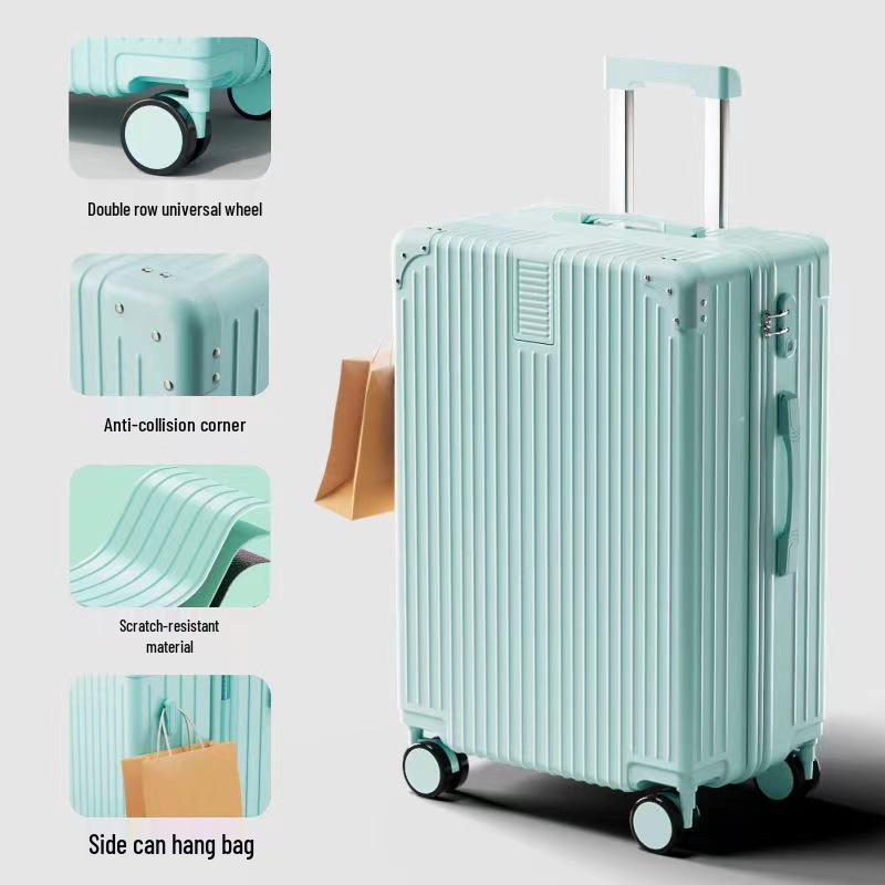 Women's Vintage Large-Capacity Trolley Suitcase - Durable, Stylish Travel Box with Zipper