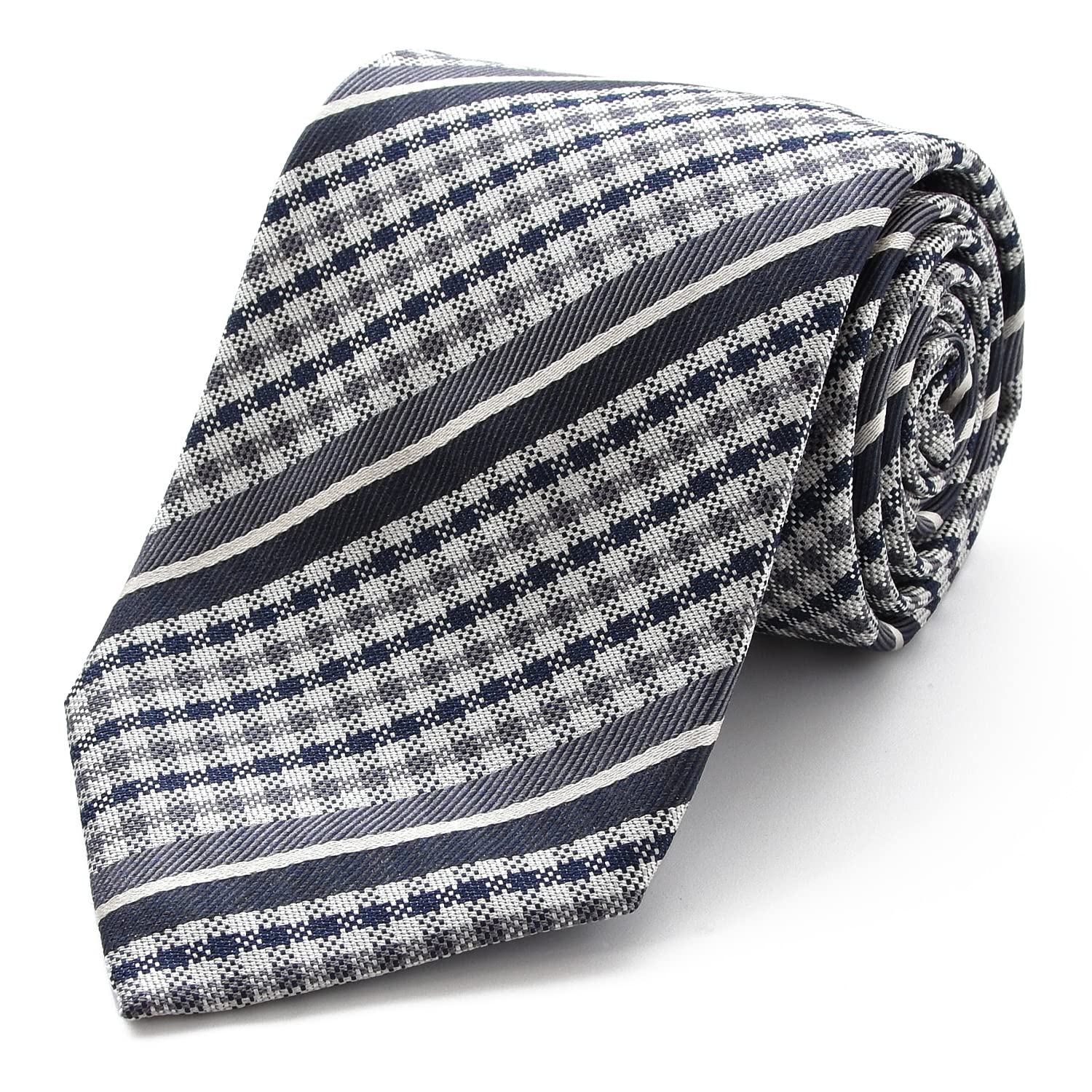 

[Michiko London] Фирменный галстук, Сделано в Японии, Итальянская ткань, Шелковый жаккардовый узор, Клетка, Полоска, Для бизнеса, Стандартный размер (В: черный)