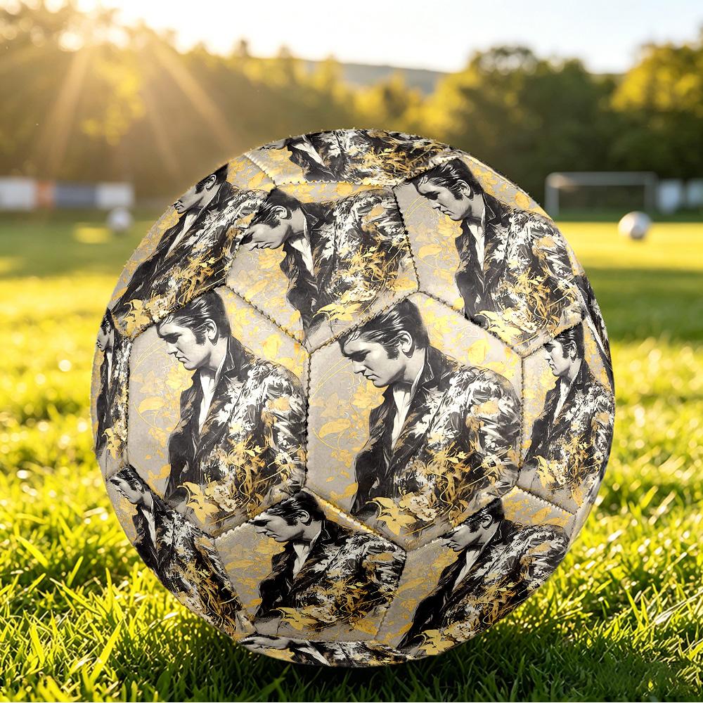 Elvis Presley Print Size 5 Soccer Ball Durable Shock?Absorbing Sports Ball For Training Match Outdoor Playing