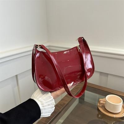 Borsa a tracolla in pelle PU tinta unita retrò sottobraccio Borse alla moda da donna Borse casual Hobos Borse e borsette Borse da donna