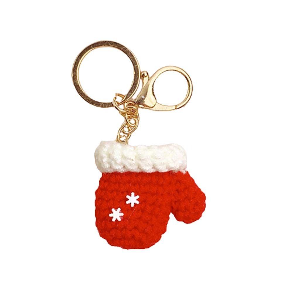 Christmas Mini Knitted Hat Keychains Knitted Gloves Christmas Hat Pendant Hat Hand-woven Christmas Gloves Keyrings Friends Gifts