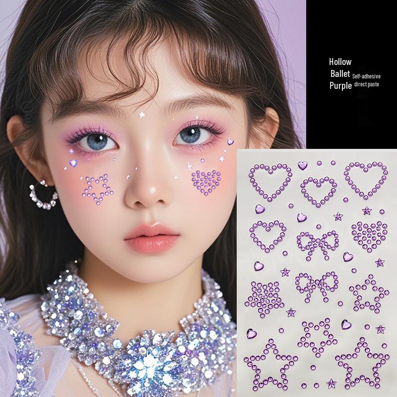 

Наклейки в стиле принцессы с кристальными бантиками и звездами-сердечками для девочек фиолетовый