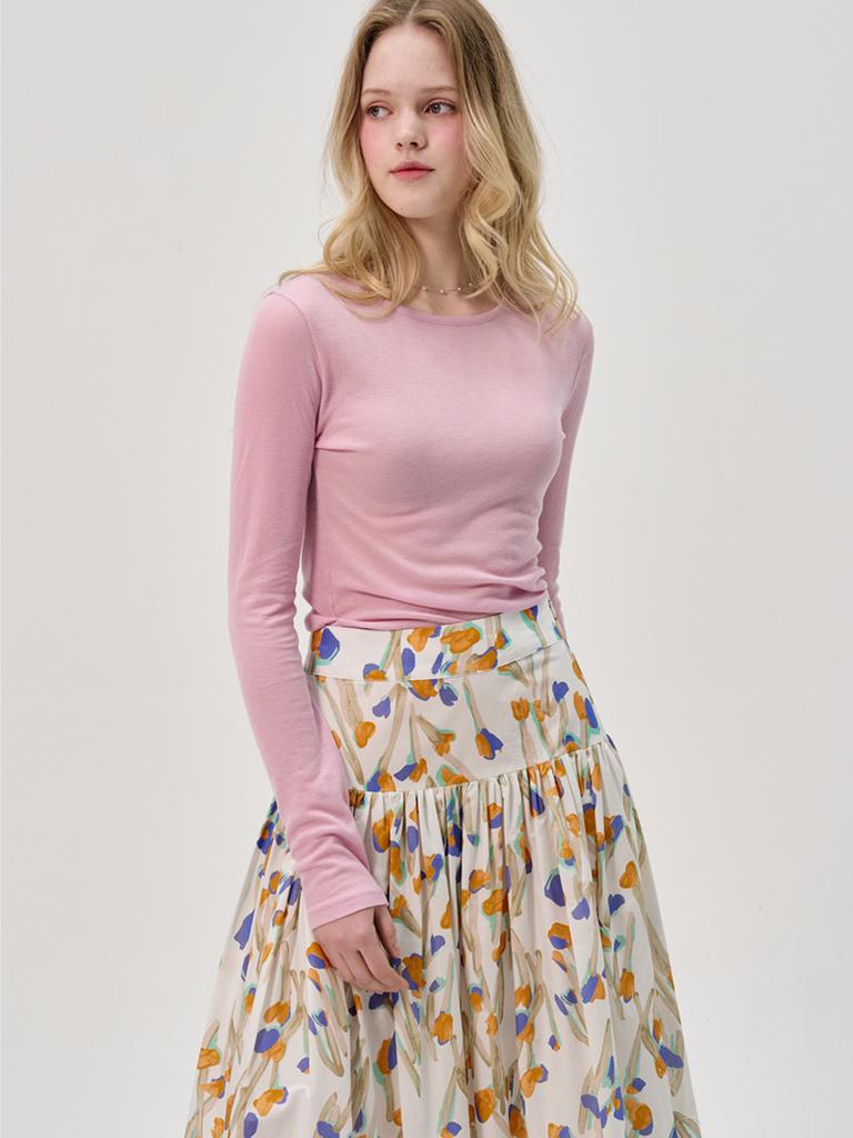 Sorry, Too Much Love Painting Flower Cotton Mermaid Skirt_White
