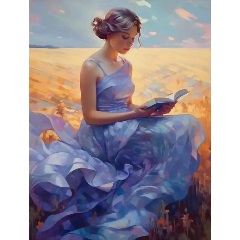 Vintage Read Elegant Girl Book Lovers Poster Women Portrait Oil Painting On Canvas Painting Wall Art Picture for Room Home Decor