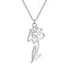 Kinitial Stainless Steel Birth Month Flower Necklace Snowdrop Daisy Rose Pendant Neck Chains Trendy Jewelry Birthday Gift