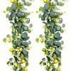 1pc Artificial Lemon Garland with Eucalyptus Leaves - Realistic Plastic Hanging Vines for Dining Table, Garden, Farmhouse Decor - Lemon Decor