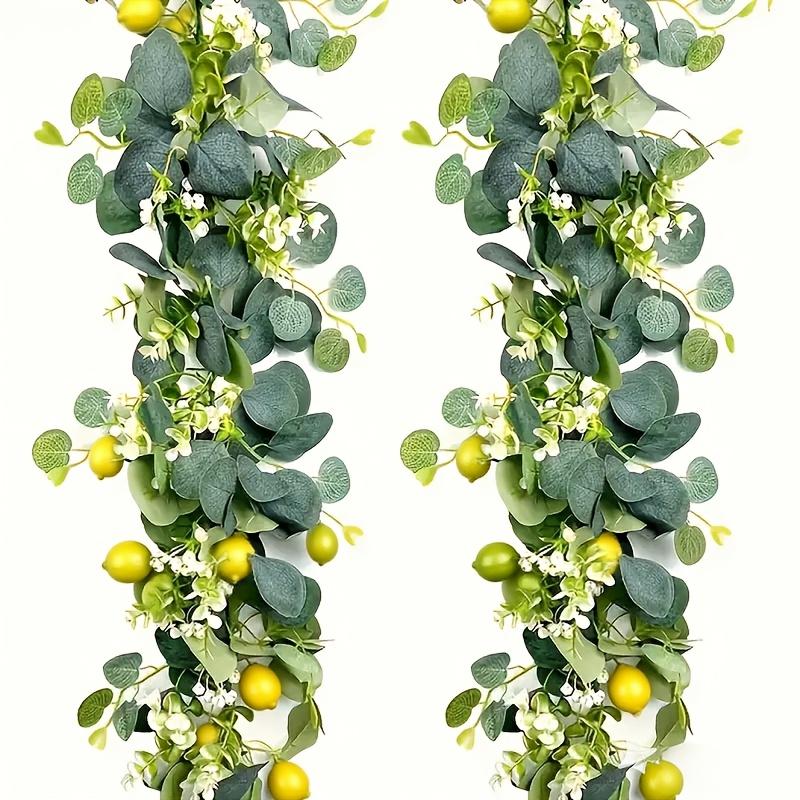 1pc Artificial Lemon Garland with Eucalyptus Leaves - Realistic Plastic Hanging Vines for Dining Table, Garden, Farmhouse Decor - Lemon Decor