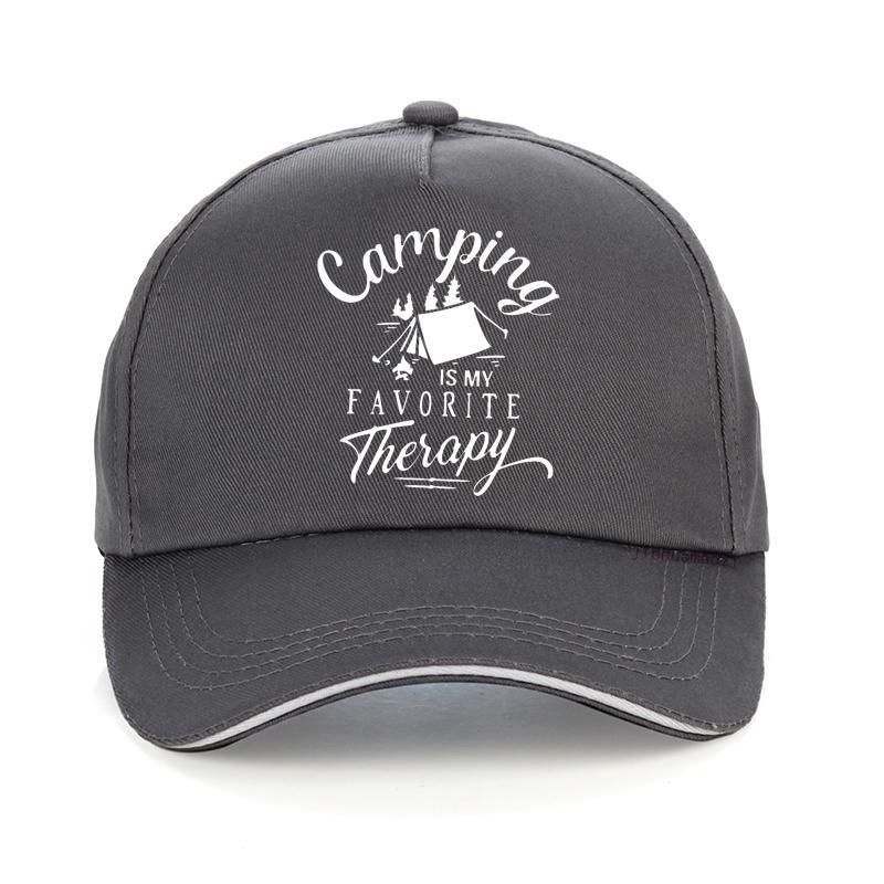 Camping Is My Favorite Therapy Quotes Funny Unisex Baseball Cap Summer Men Women Outdoors Hat