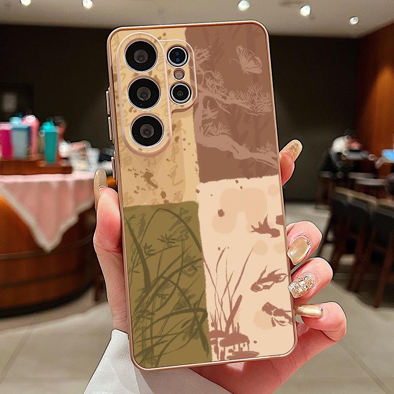 Ölgemälde Blumenmuster Magnetische Hülle Für Samsung S26 Ultra S25 Edge S24 FE S23 S22 Plus A54 A15 A35 A55 A16 A36 A56 A17 A37 A57 5G Mattes Cover