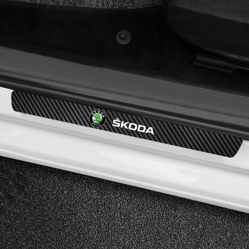2025 Horká prahová lišta s miskou na kliku dveří Ochranné nálepky na auto proti poškrábání Pro Skoda Octavia SUPERB RAPID KAROQ FABIA YETI
