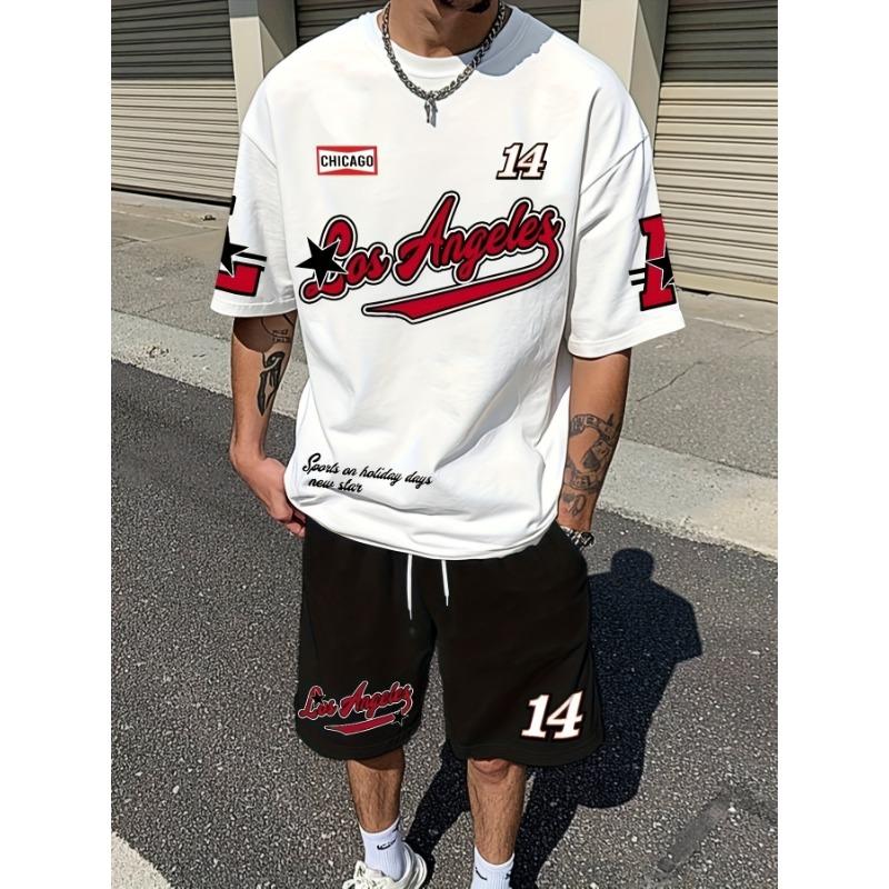 

Men s Summer Casual Short Sleeved T-shirt and Shorts Set 2-piece Set, Fresh T-shirt and Shorts Set XL