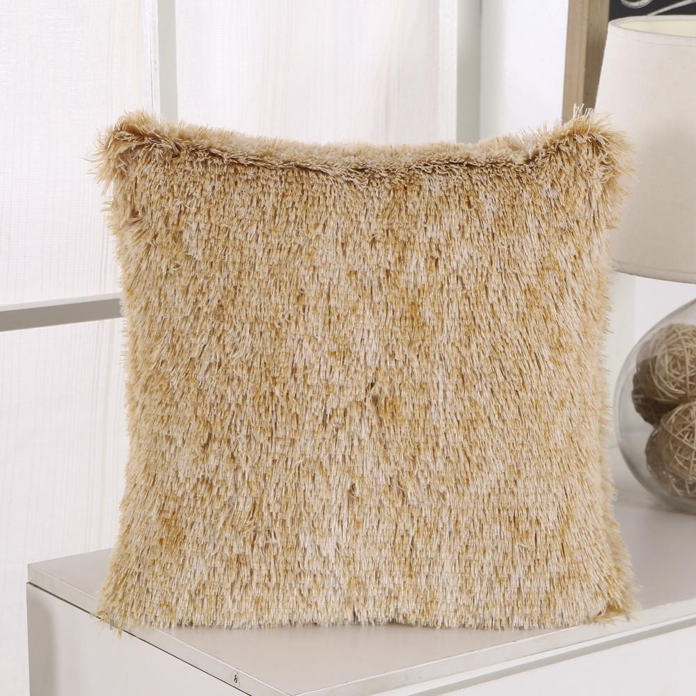 Soft Fur Cushion Cover 43x43cm Cozy Plush Decorative Pillow Cover for Living Room Sofa Decor Pillowcase White Grey Cushion Case