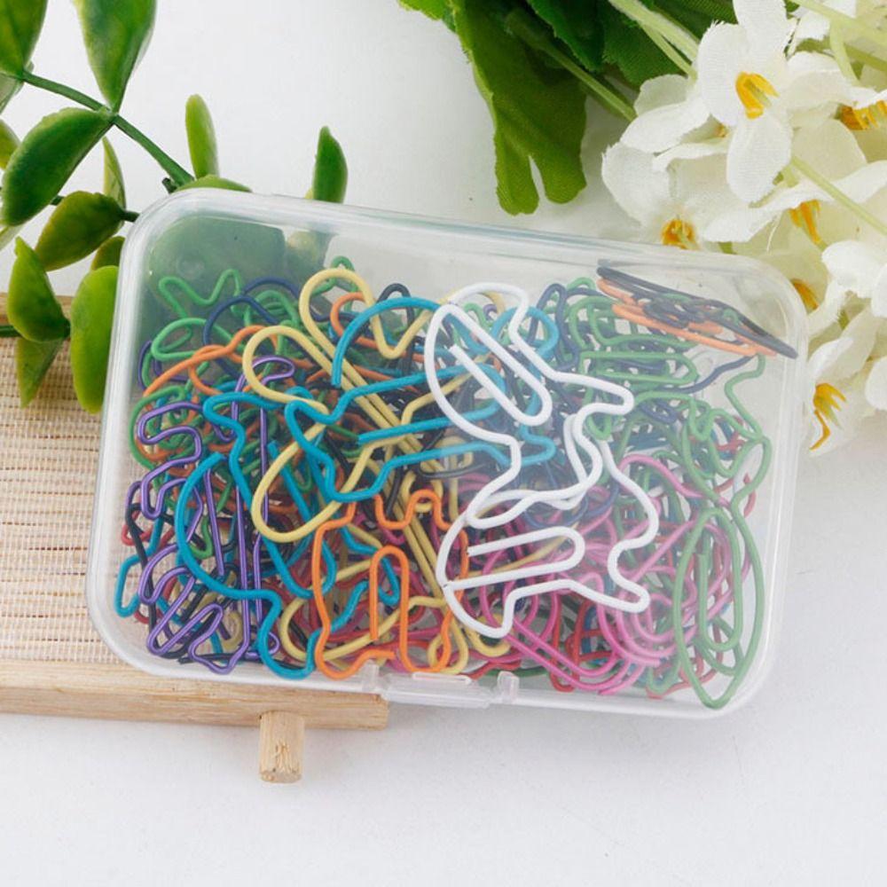 60pcs Plastic-coated Metal Paper Clip 12 Kinds Memo Clips Bookmarks School Stationery  Office