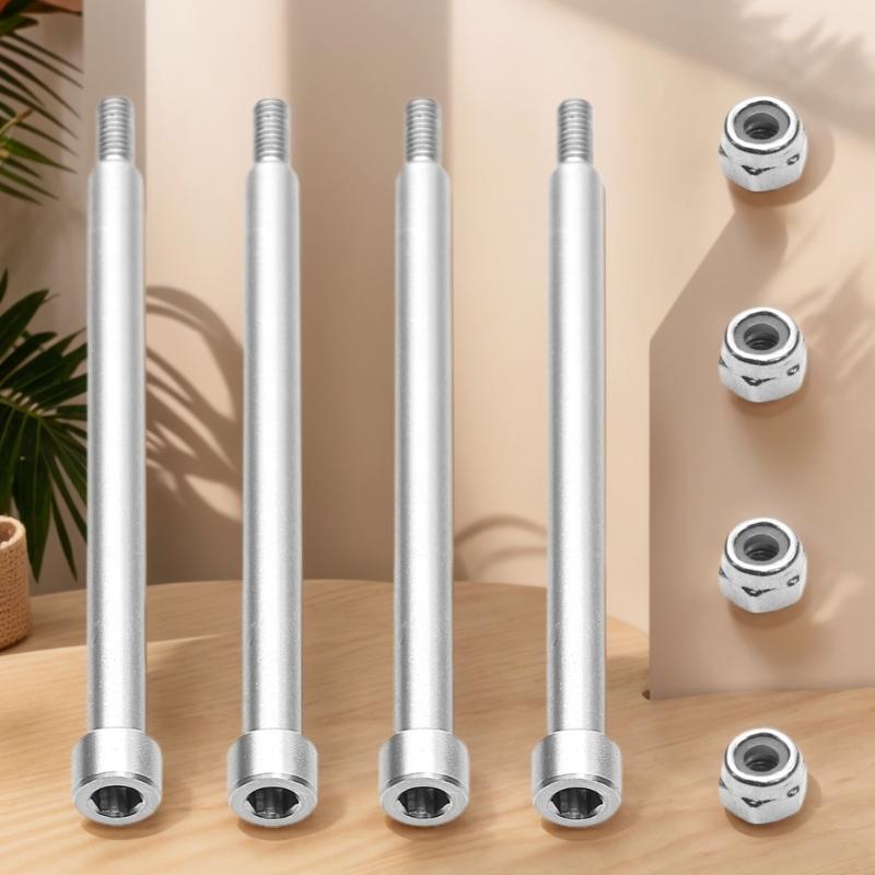4Pcs 4x60mm Stainless Steel Threaded Hinge Pins A-Arm with Nuts Set for Remote Control Car Replacement Accessories Set
