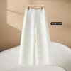 Fashion eight-point wide-leg pants women's 1116 spring and summer popular high-waisted small loose and versatile vertical straight-leg pants