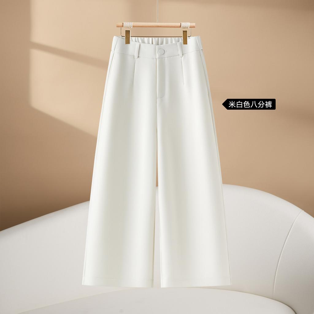 Fashion eight-point wide-leg pants women's 1116 spring and summer popular high-waisted small loose and versatile vertical straight-leg pants
