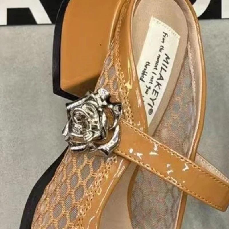 Fashion Women Mid Heels Slippers Slingback Cozy Shoes Designer Fashion Pumps Heeled Shoes Woman 2025 Summer Trend Brand Zapatos De Mujer