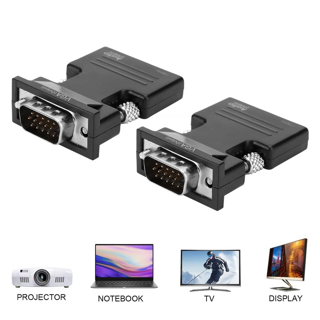 2pcs 1080P For HDMI to VGA Converter with Video Converter Computer Cable Adapters