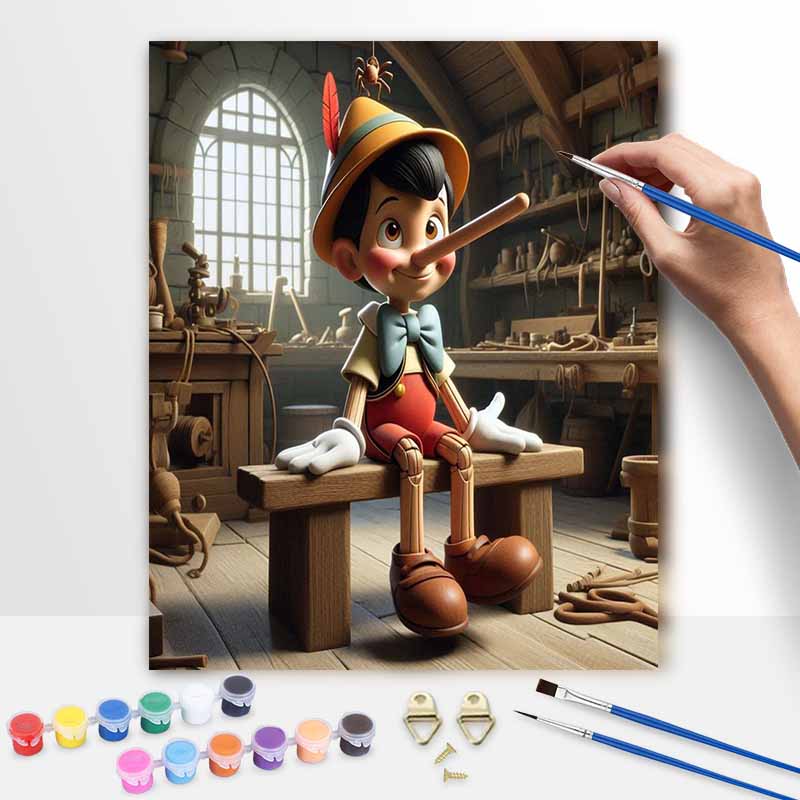 Disney DIY Painting Kit Pinocchio Puppet Classic Style Home Decor Craft Gift Idea Wall Art Ornament Painting Set Paint By Number Craft