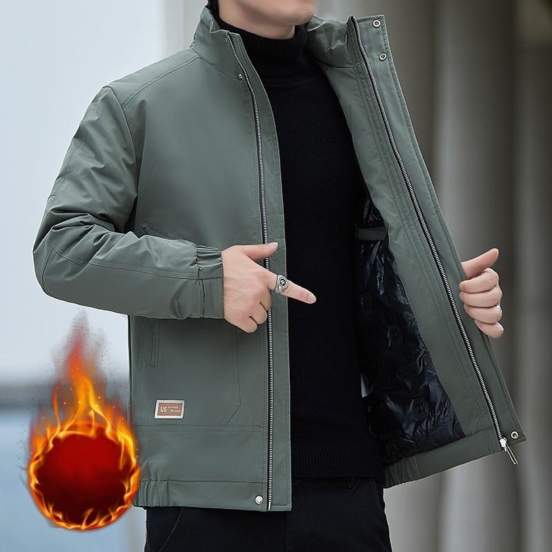 

Зимняя куртка с воротником-стойкой большого размера на хлопковой подкладке для мужчин, спортивная, деловая, с толстым флисовым верхом 3XL зелёный