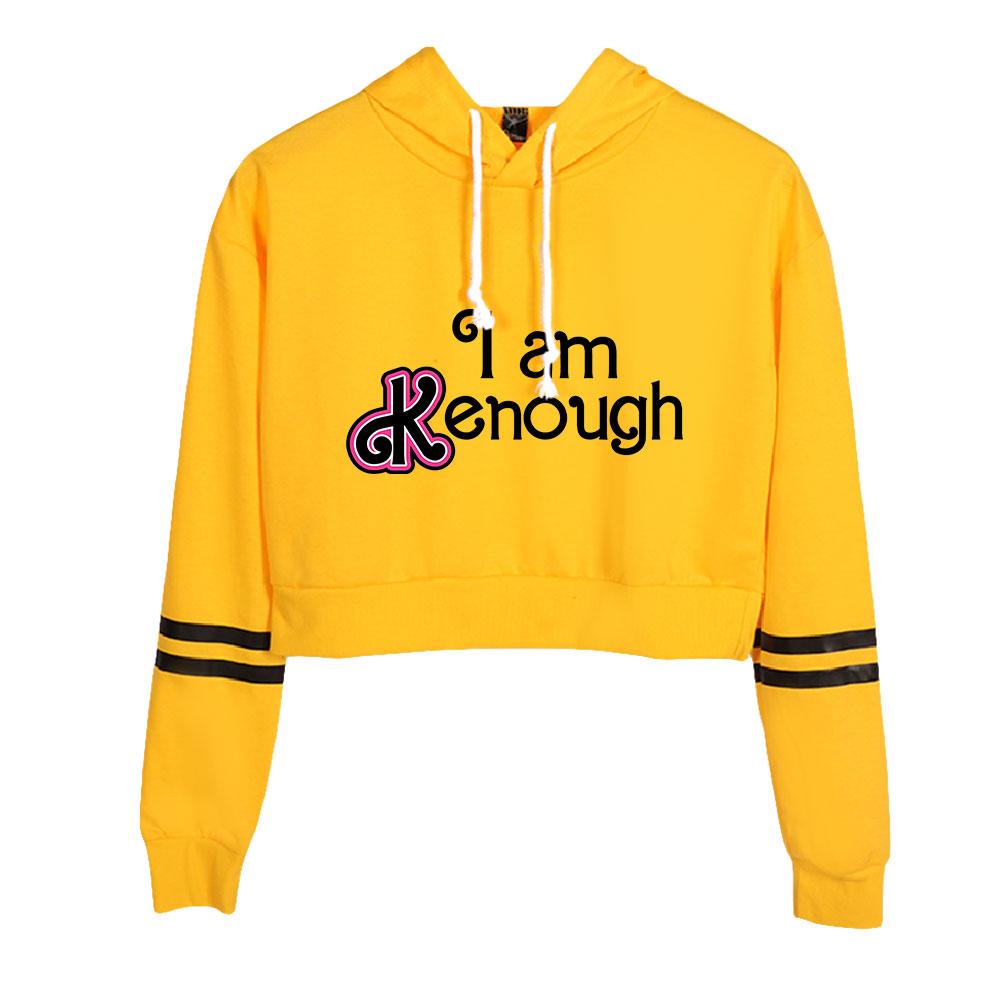 

Sexy Women s Long Sleeved Cropped Top Hoodie Barbie I Am Kenough Printed Hoody Sweatshirts