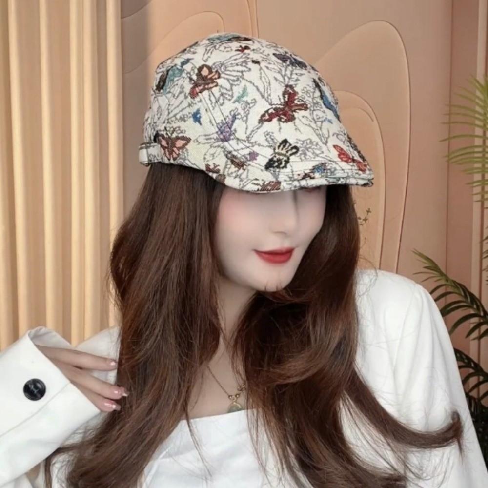 Reversible Design Retro Newsboy Cap Vintage Butterfly Embroidered Beret  Artistic Occasions