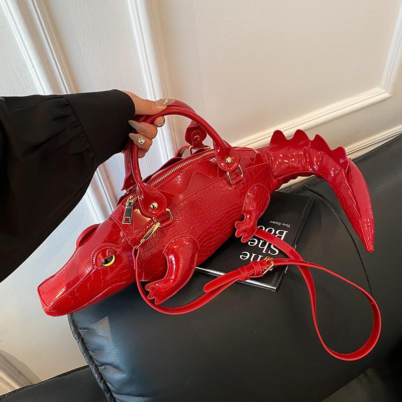 Street Cool Handbag Female PU Crocodile Shape 3D Creative Special-shaped Bag Can Be Crossed On One Shoulder