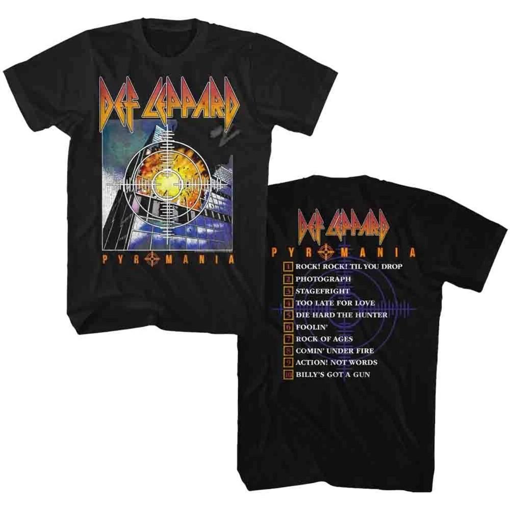 DEF LEPPARD cd cvr PYROMANIA SONG LIST Official 2-Sided SHIRT LRG New Unisex T-Shirt XXL