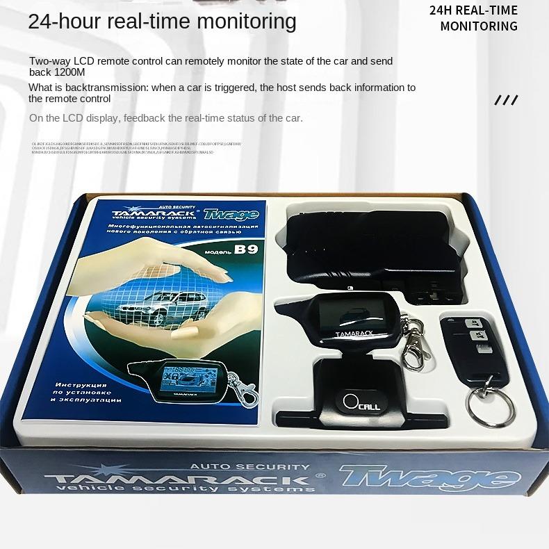 Alarme de voiture bidirectionnelle russe avec clé à distance Kit de démarrage automatique pour système de sécurité d'alarme anti-cambriolage de voiture