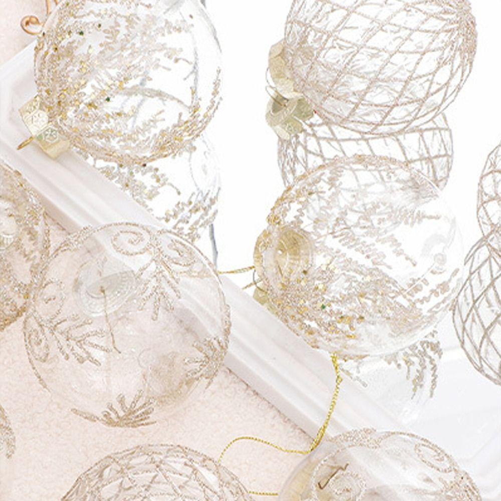 9pcs Transparent Painted Christmas Balls Ornament PET Christmas Tree Pendant Home Xmas Decor