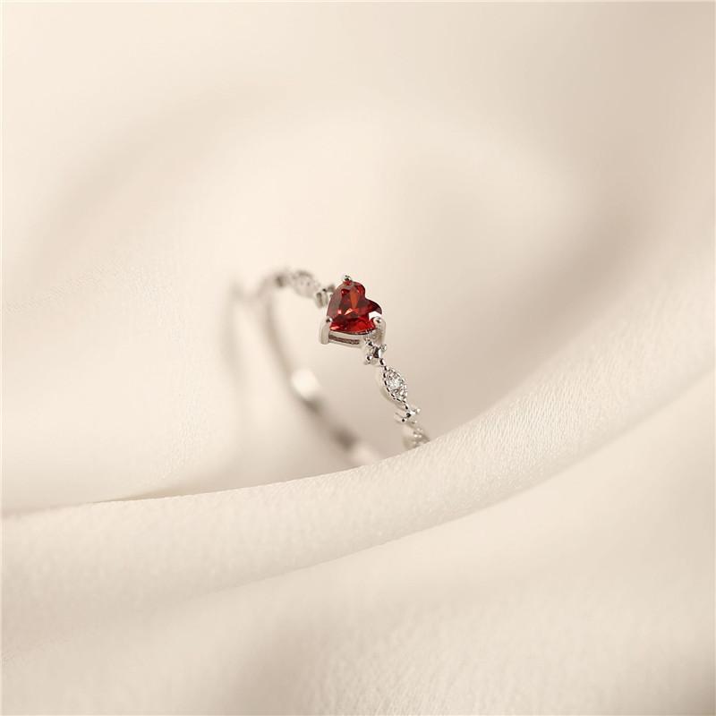 

925 Sterling Silver Plating 14k Gold Simple Ruby Love Ring Women Fashion Tail Ring Party Jewelry Accessories Engagement Gift 5 серебряный