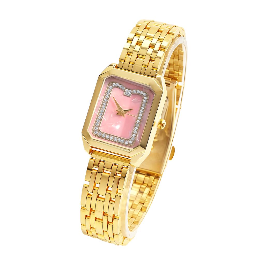 Fashionable Luxury Diamond Square Dial Alloy Strap Women's Quartz Watch, Suitable for Daily Wear, Christmas Gift