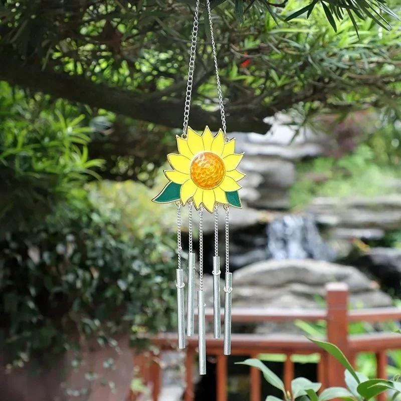 New Sunflower Boat Wind Metal Window Crafts Chimes Pendant Home Outdoor Yard Garden Decoration Windchimes Hanging Ornaments