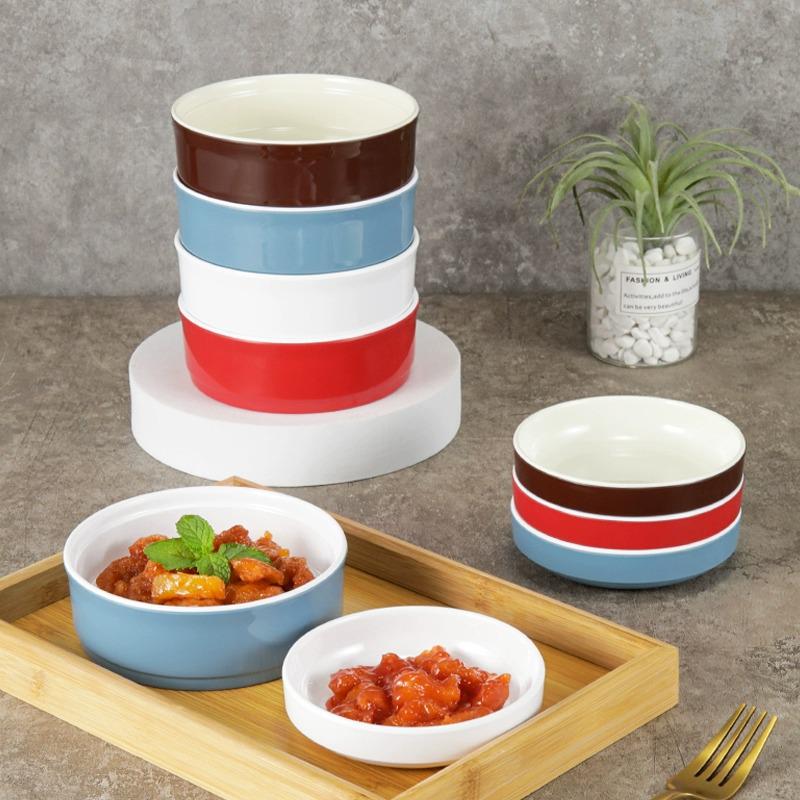 Small Melamine Bowl - Imitation Porcelain, Round Plastic Plate for Dipping Sauce or Snacks, Ideal for Commercial Use