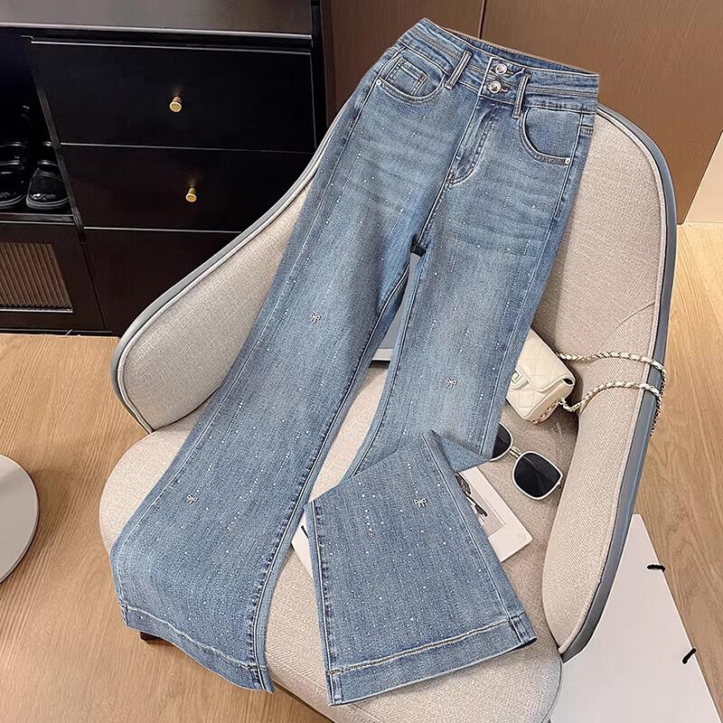 Women s High-Waist Flared Diamante Jeans S