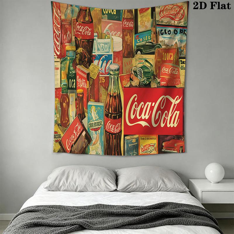 Retro Cocacola Wall Tapestry Tapestry Wallmounted Background Cloth Homestay Soft Decoration Tapestry Home Decor Background Wall Hanging Cloth