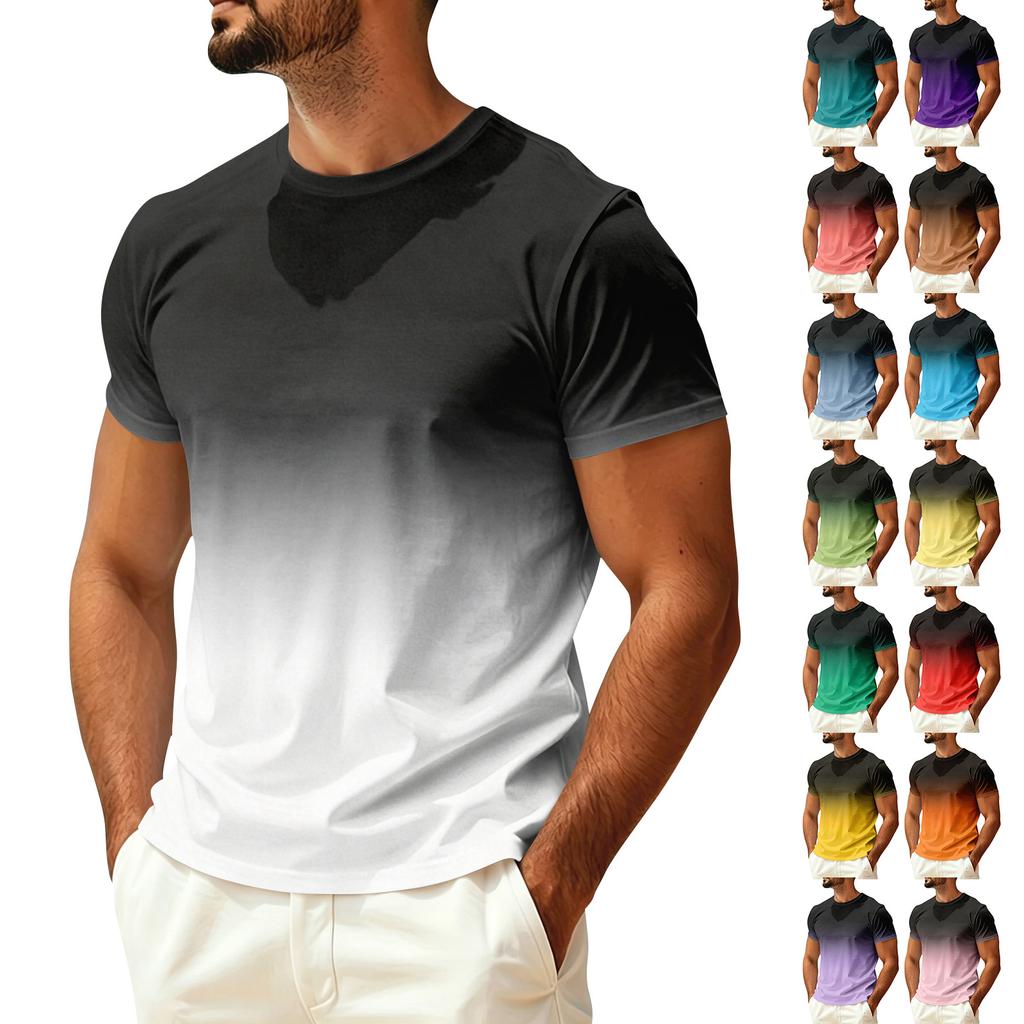 Men's Summer Crew Neck T-Shirt Quick Dry Breathable Lightweight Casual Short Sleeve Shirt for Outdoor Activities and Sun Protection