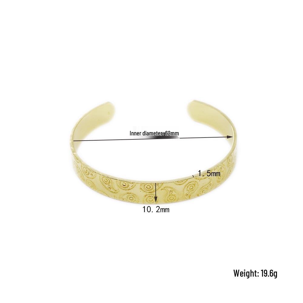 Vintage Chinese Wide Band Brass Lotus Cuff Bracelet with Hammered Texture Copper Roughcast
