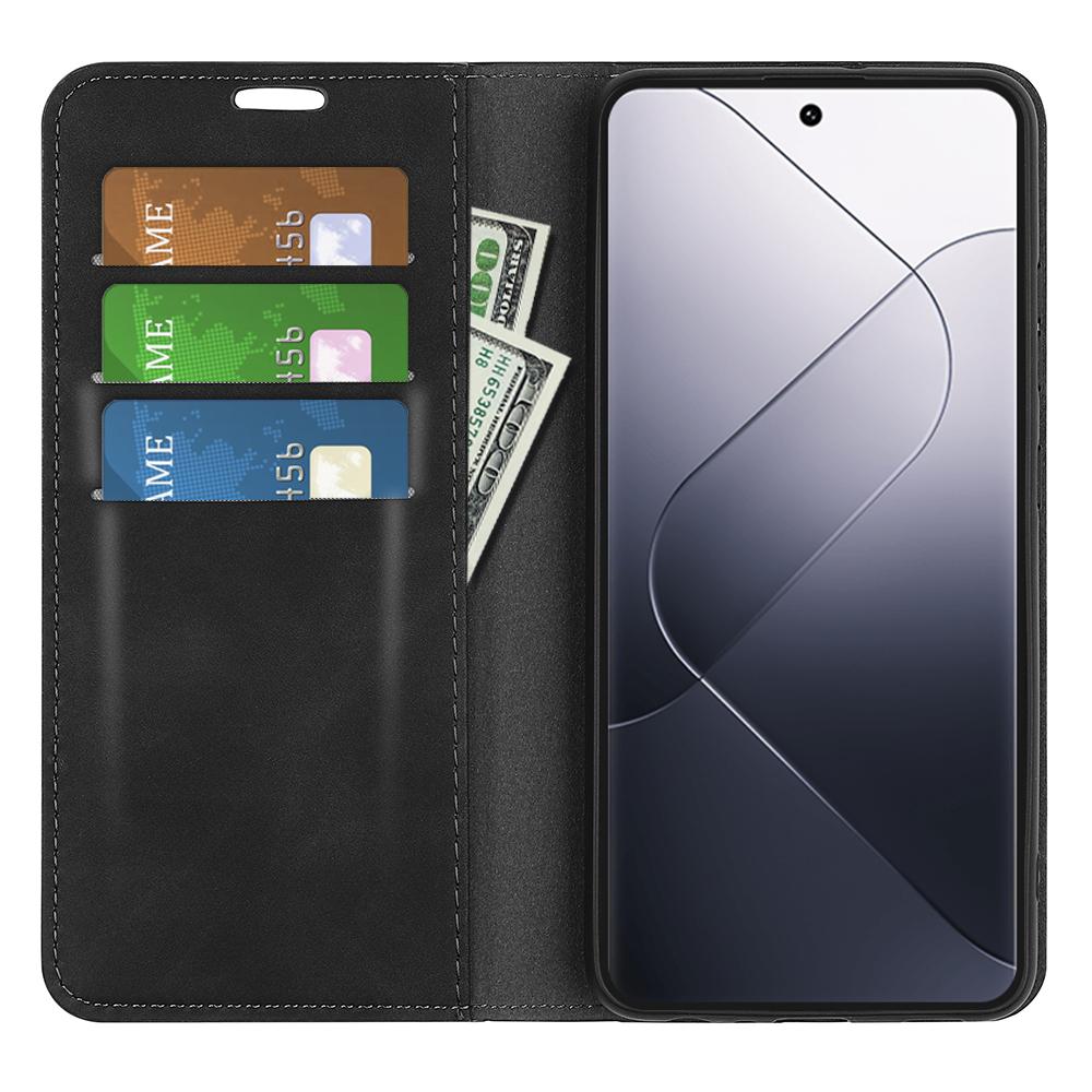 

For Xiaomi 14 Pro Case PU Leather Folio Flip Wallet Phone Cover Black