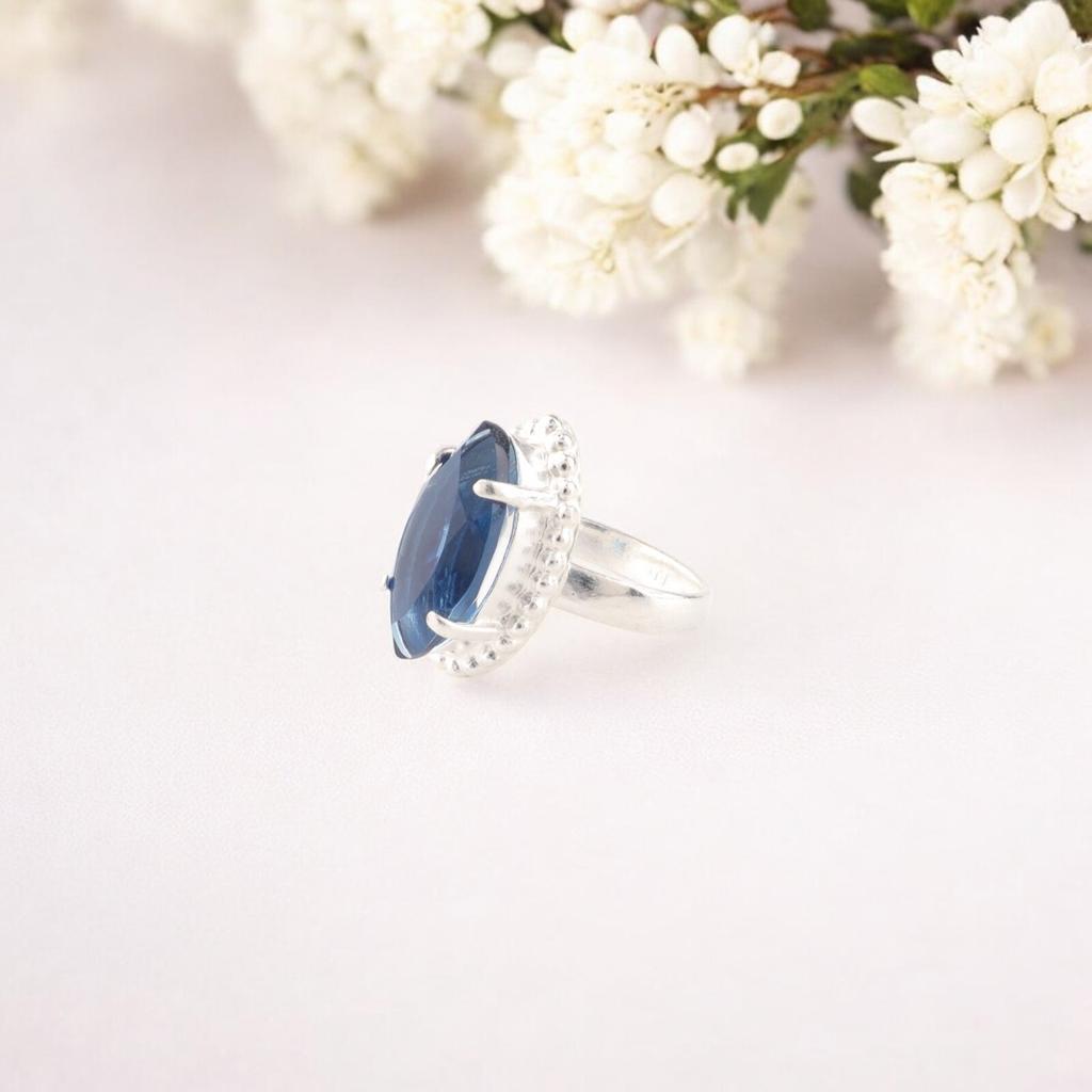 London Blue Topaz Gemstone 925 Sterling Silver Jewelry Handmade Valentines Ring RR-64-5