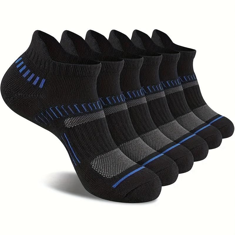 5/6 Pairs Men's Socks Athletic Cushioned Support Ankle Socks Cotton Blend Breathable Comfortable Low Waist Crew Socks For Sports