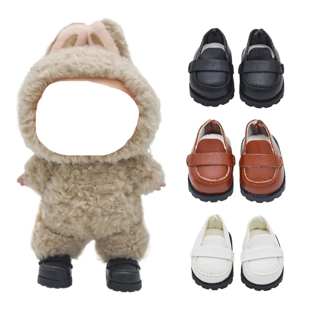 AXLUCE Lovebu Shoes, Loafers, Leather Shoes, Plush Clothes, 17cm (Black)