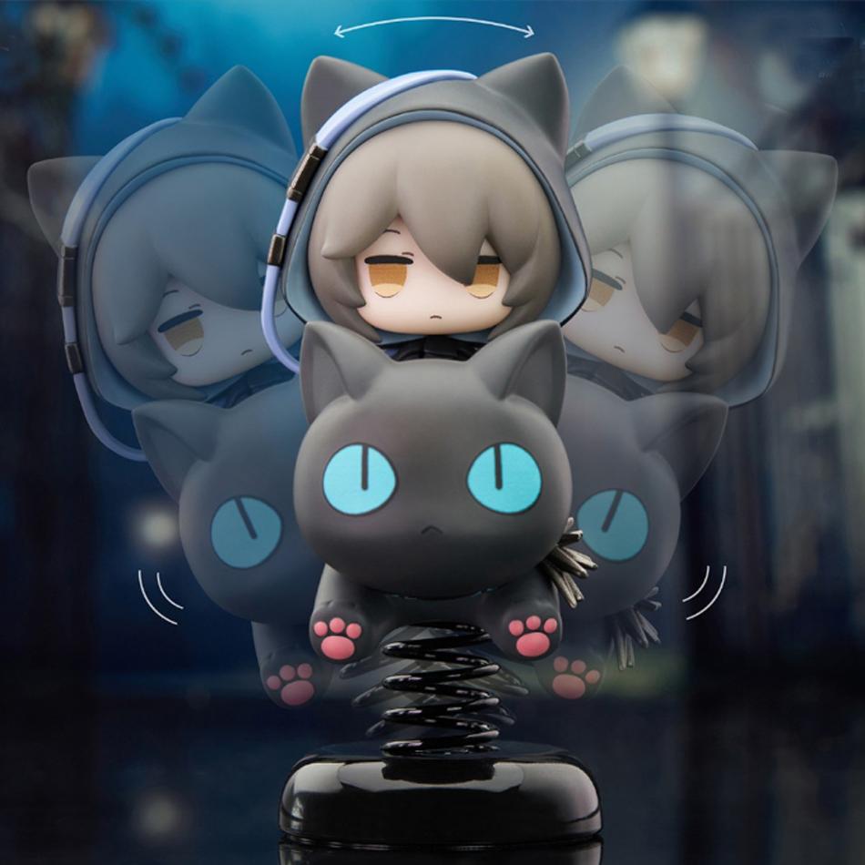 In Stock Arknights Phantom Lucian Black Cat Shake Figure Figurine PVC Anime Model Desktop Fun Ornament Children's Day Gift