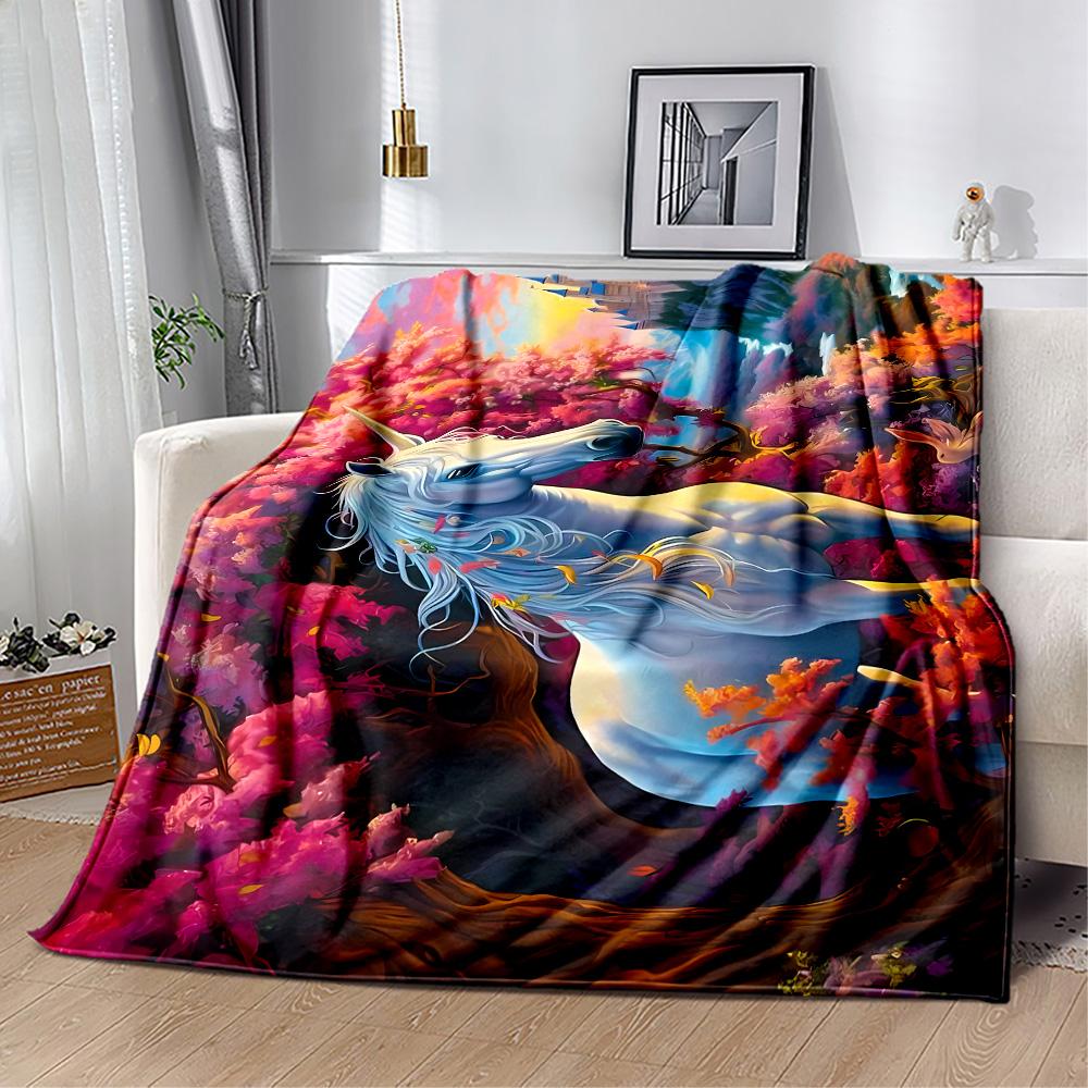 Beautiful Unicorn Blanket Durable Comfort Perfect for Seaside Sofa Picnics for All Occasions Stylish Decor Suitable for Gifting Relatives and Friends