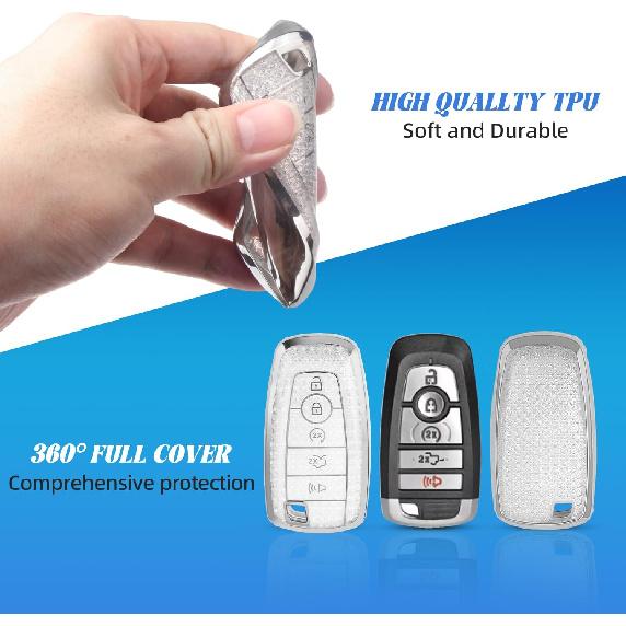 Car Key Cover for Ford, Soft TPU Protection Key Case Compatible With Ford Maverick Lincoln Fusion F150 F250 F350 F450 F550, 5 Buttons Remote Key