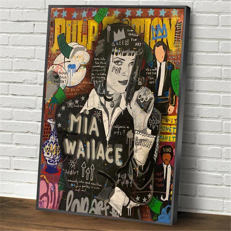 Graffiti Umělecká díla Postava Mony Lisy Malba na plátně Abstraktní Plakáty a tisky Street Wall Art Obrázky Cuadros Living Room Decor