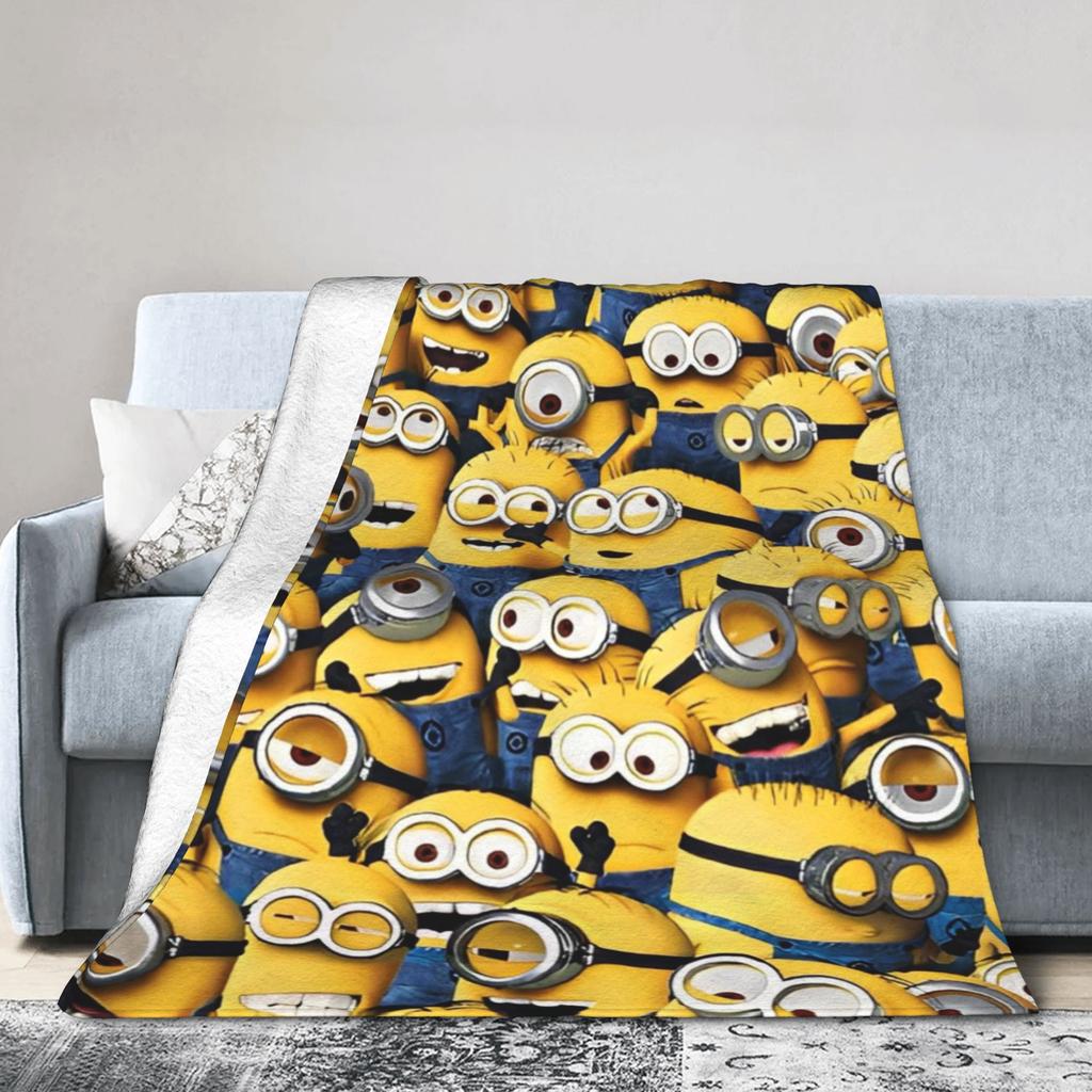 M-Minions Cute Cartoon Blanket Multi-size Warm Cozy Fluffy  Throw Blankets for Sofa Couch and Bed